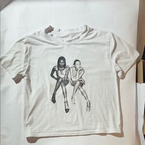 Naomi Campbell & Kate Moss White Graphic T-Shirt (No Tag)